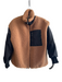 Elan Size S Tan & black Polyester Zip Up Mock Neck Shearling Jacket Tan & black / S