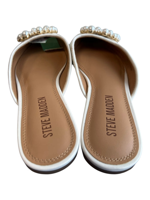 Steve Madden Shoe Size 7.5 White Fabric Pointed Toe Pearl Detail Flat Mule Shoes White / 7.5