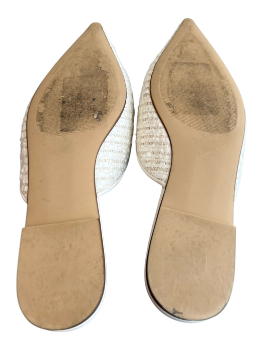 Steve Madden Shoe Size 7.5 White Fabric Pointed Toe Pearl Detail Flat Mule Shoes White / 7.5