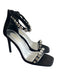 Cathy Din Shoe Size 7.5 Black Sateen Rhinestone Back Zip Open Toe Shoes Black / 7.5