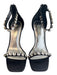 Cathy Din Shoe Size 7.5 Black Sateen Rhinestone Back Zip Open Toe Shoes Black / 7.5