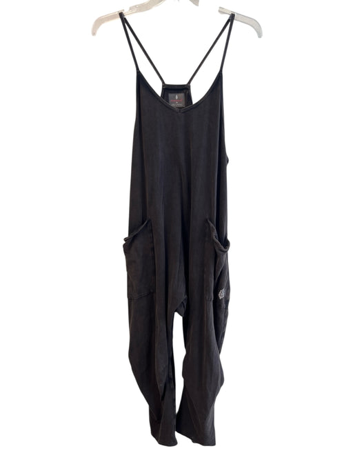 FP Movement Size XS Black Cotton & Elastane Stretch Solid Racerback Jumpsuit Black / XS