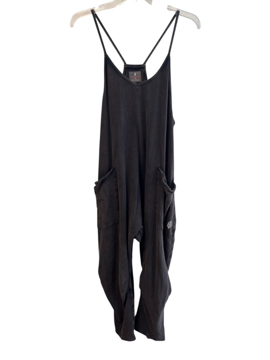 FP Movement Size XS Black Cotton & Elastane Stretch Solid Racerback Jumpsuit Black / XS