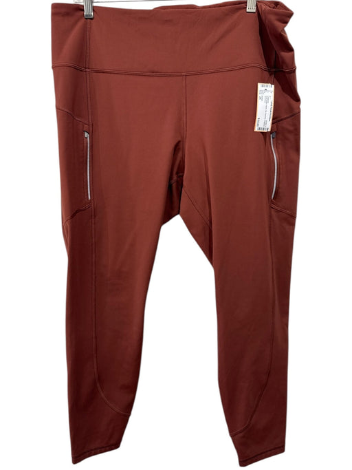 Athleta Size 2X Rust Brown Nylon Zip Pockets Cropped Leggings Rust Brown / 2X