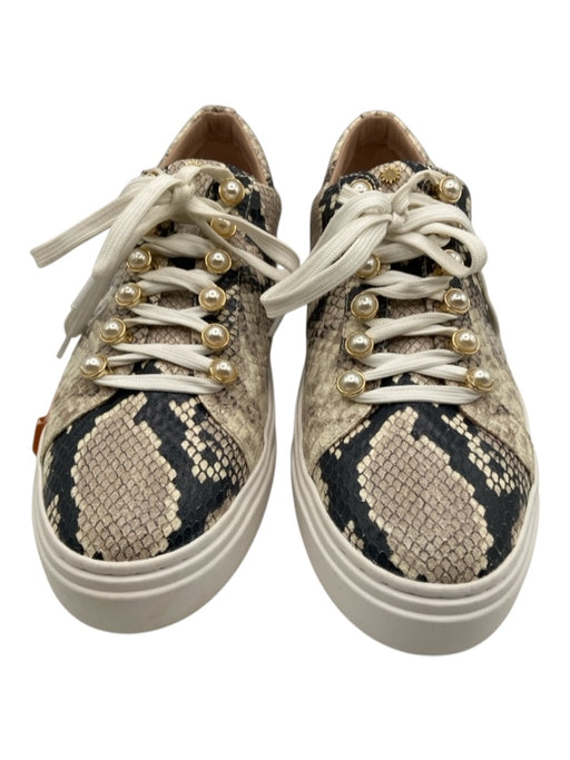 Stuart Weitzman Shoe Size 9.5 Beige, White, Black Leather lace up Sneakers Beige, White, Black / 9.5