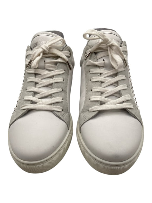 Zadig & Voltaire Shoe Size 41 White & Silver Leather Lace Up Studded Sneakers White & Silver / 41