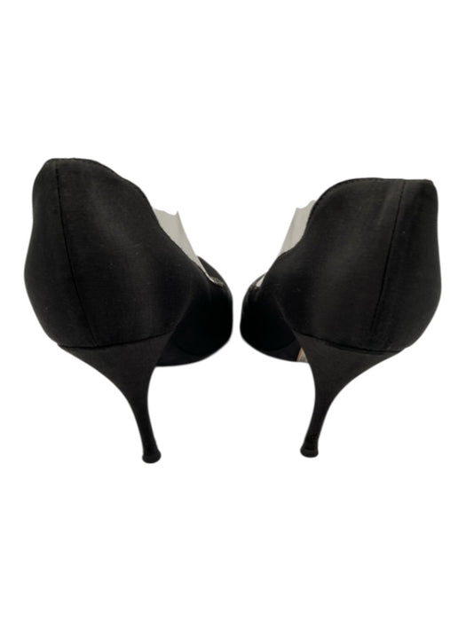Lanvin Shoe Size 41 Black Satin Bedazzled Pointed Toe Midi Heel Pumps Black / 41