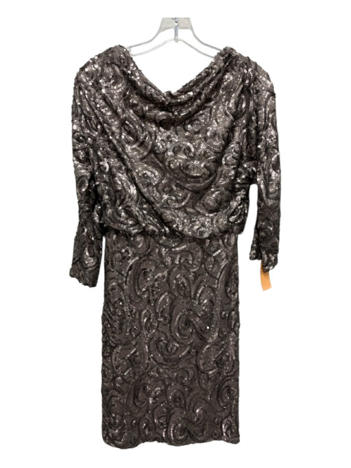 Badgley Mischka Size 10 Taupe Beige Polyester Blend Sequined 3/4 Sleeve Dress Taupe Beige / 10