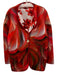 Fenya V. Size M Red Multi Poly Blend Reversible Floral One Button Pockets Jacket Red Multi / M