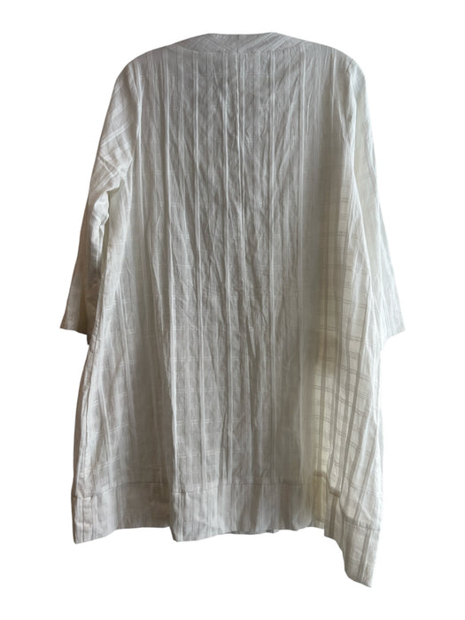 Pomander Place Size Small White Cotton V Neck Pockets A Line Long Sleeve Dress White / Small