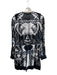 Reiss Size 6 White, Black & Blue Viscose Blend Abstract Print V Neck Romper White, Black & Blue / 6