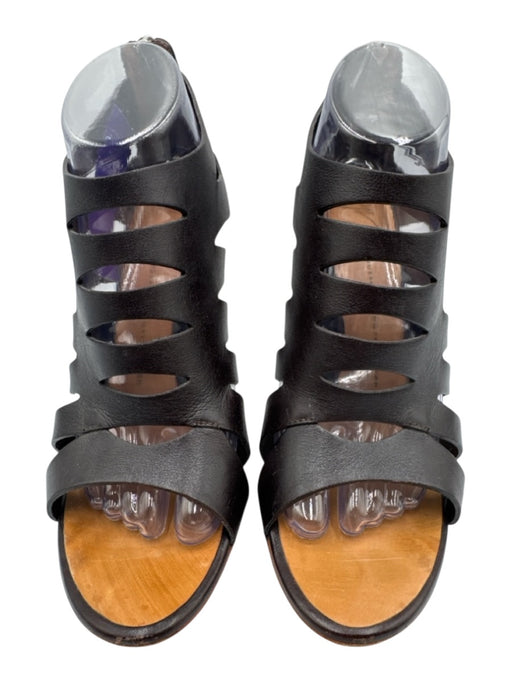 Guiseppe Zanotti Shoe Size 10.5 Black & Tan Leather Stiletto Open Toe Sandals Black & Tan / 10.5