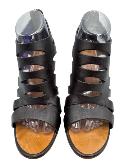 Guiseppe Zanotti Shoe Size 10.5 Black & Tan Leather Stiletto Open Toe Sandals Black & Tan / 10.5