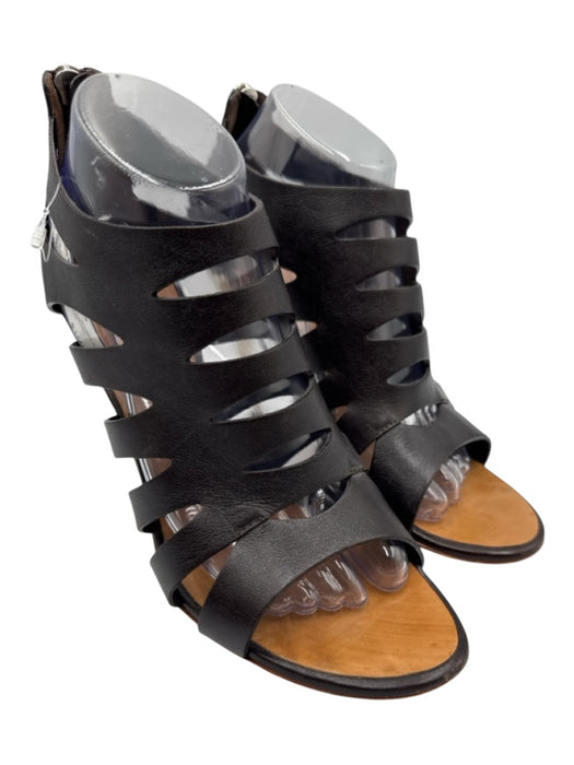 Guiseppe Zanotti Shoe Size 10.5 Black & Tan Leather Stiletto Open Toe Sandals Black & Tan / 10.5
