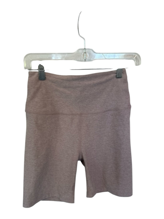Beyond Yoga Size M Taupe Polyester Blend High Waist Heathered Bike Shorts Shorts Taupe / M