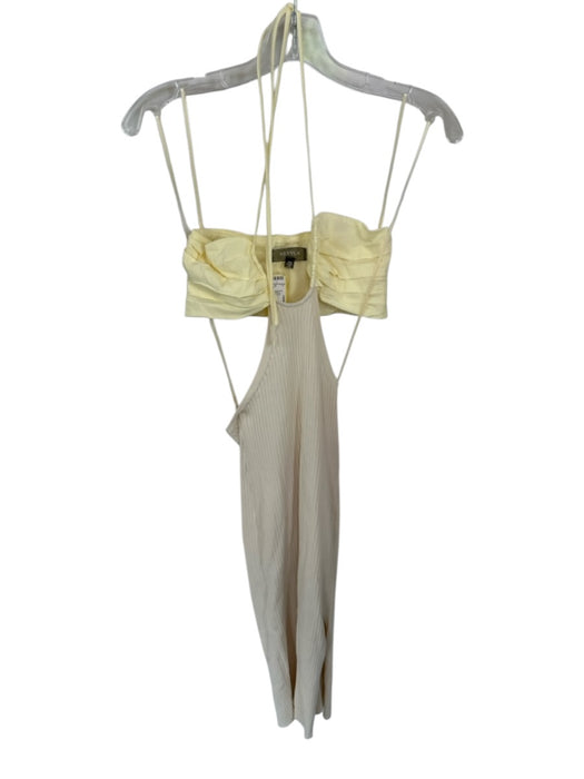 4SI3NNA Size XS Pastel Yellow Cotton Open Back Maxi Ribbed Dress Pastel Yellow / XS