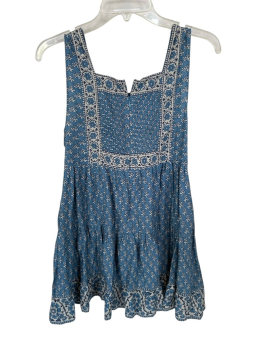 Sea New York Size S Teal & Navy Cotton Mini Abstract Square Neck Dress Teal & Navy / S