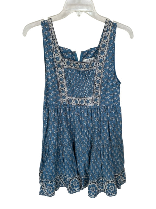 Sea New York Size S Teal & Navy Cotton Mini Abstract Square Neck Dress Teal & Navy / S