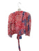 Alice + Olivia Size M Red Pink & Blue Polyester Wrap Long Sleeve V Neck Top Red Pink & Blue / M
