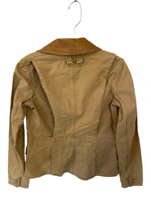 Ralph Lauren Rugby Size XS Dark Khaki Cotton & Leather Front Pockets Jacket Dark Khaki / XS
