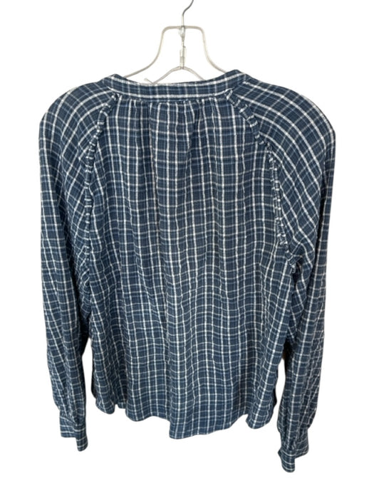Pilcro Size XL Blue & White Gauze Plaid Button Up Blouse Top Blue & White / XL