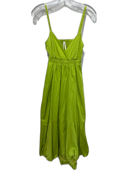 Anthropologie Size S Green Cotton Sleeveless Ruched Back Cut Out Midi Dress Green / S