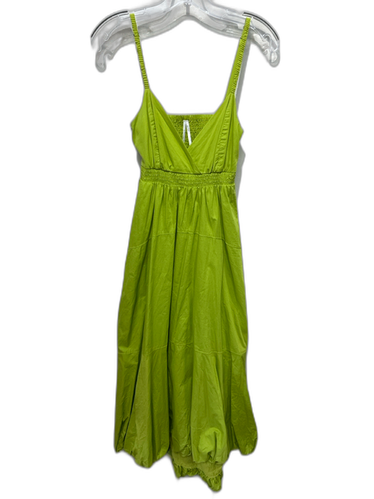 Anthropologie Size S Green Cotton Sleeveless Ruched Back Cut Out Midi Dress Green / S