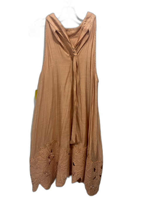 By Anthropologie Size S Peach Orange Viscose & Nylon Sleeveless Tie Neck Dress Peach Orange / S