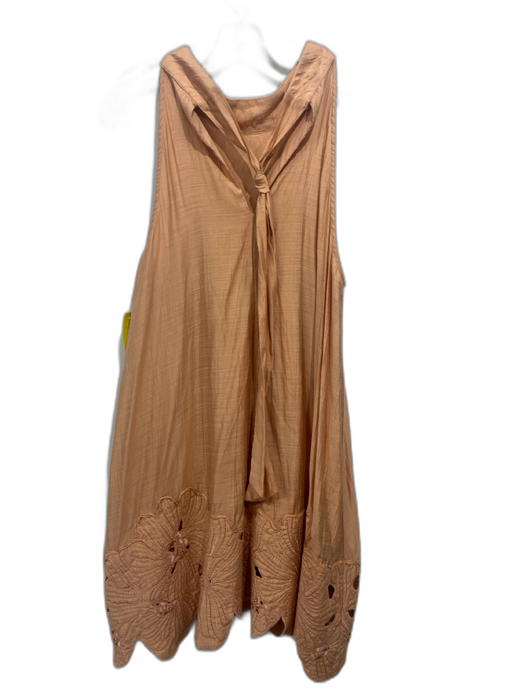 By Anthropologie Size S Peach Orange Viscose & Nylon Sleeveless Tie Neck Dress Peach Orange / S