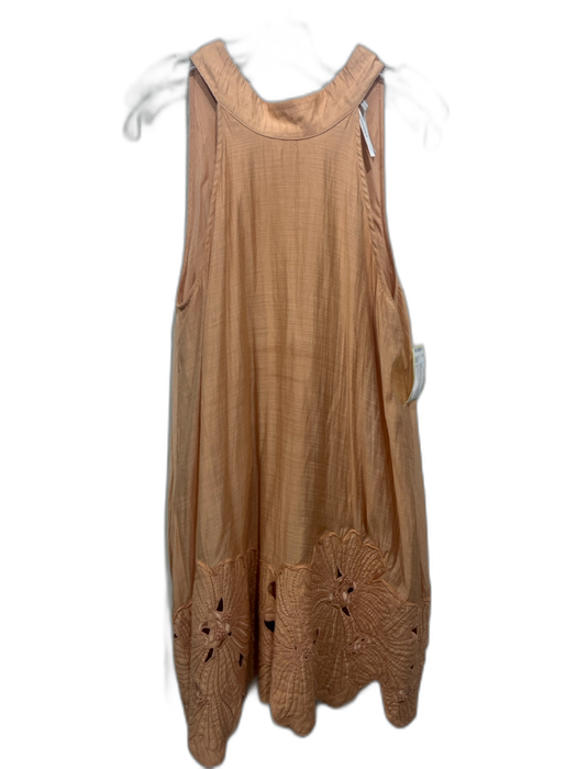 By Anthropologie Size S Peach Orange Viscose & Nylon Sleeveless Tie Neck Dress Peach Orange / S