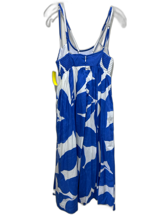 By Anthropologie Size 6 Blue & White Cotton Sleeveless All Over Print Dress Blue & White / 6