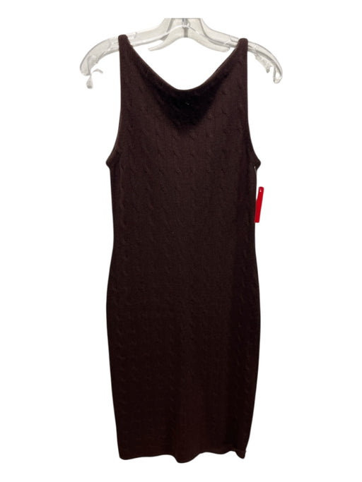 Ralph Lauren Size L Brown Cashmere Cable Knit Sleeveless Wide Neck Maxi Dress Brown / L