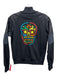 Adidas Size M Black, Orange & Multi Print Polyester Zip Up Skulls Sweater Black, Orange & Multi Print / M
