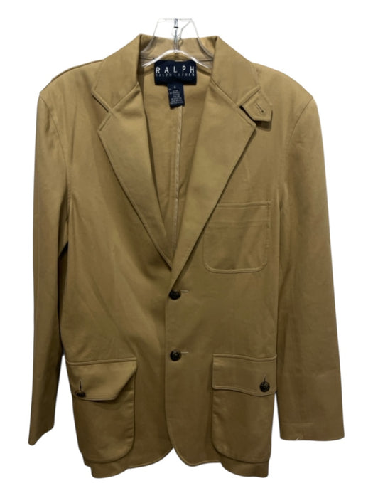 Ralph Size 6 Tan Cotton Blend Tortoise Buttons Patch Pocket Jacket Tan / 6