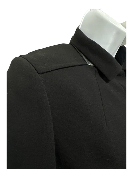 Akris Size 6 Black Wool Blend Paneled Leather Trim Button Up Convertible Coat Black / 6