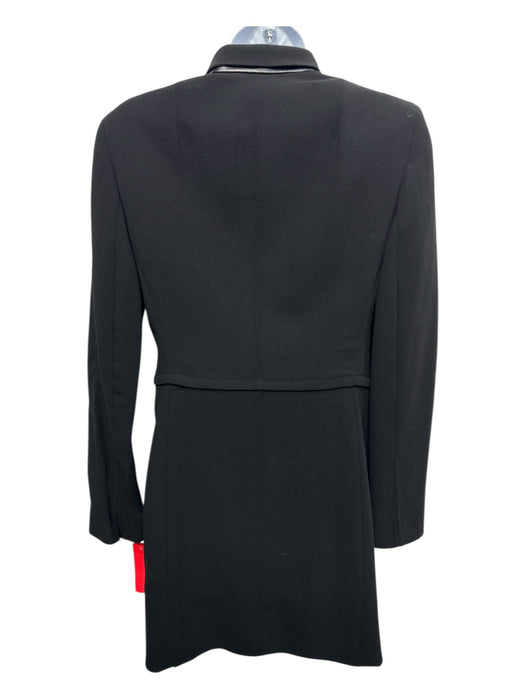 Akris Size 6 Black Wool Blend Paneled Leather Trim Button Up Convertible Coat Black / 6