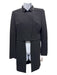 Akris Size 6 Black Wool Blend Paneled Leather Trim Button Up Convertible Coat Black / 6