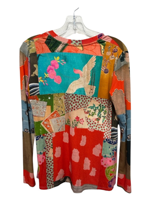 Johnny Was Size XXS Purple, Teal & multi Bamboo Blend V Neck Mixed Floral Top Purple, Teal & multi / XXS