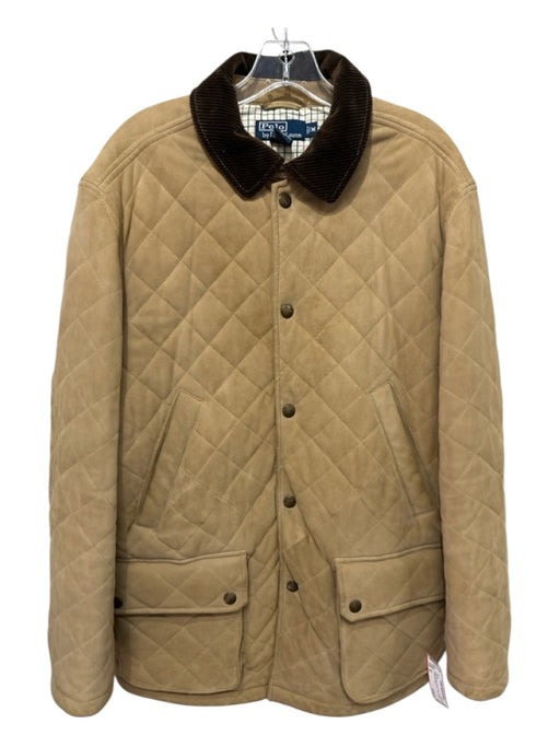 Polo Size M Beige Suede Quilted Snap Buttons Men's Jacket Beige / M