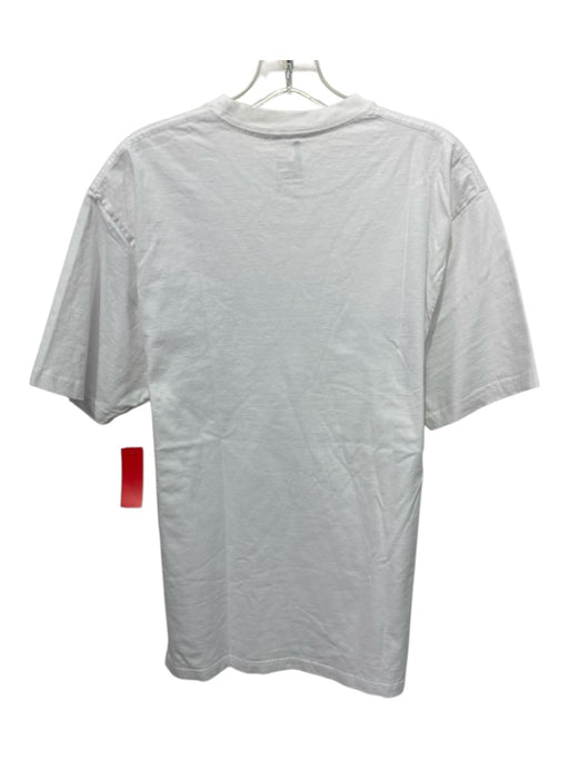 Club 55 Size L White & Blue Cotton logo T shirt Crew Men's Short Sleeve White & Blue / L