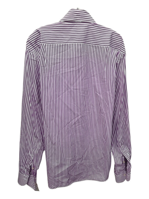 Daniel Cremieux Size XL Purple & White Cotton Striped Men's Long Sleeve Shirt Purple & White / XL