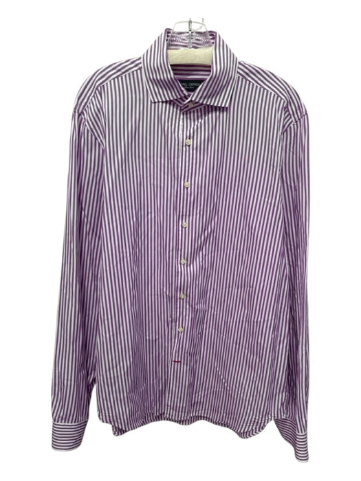 Daniel Cremieux Size XL Purple & White Cotton Striped Men's Long Sleeve Shirt Purple & White / XL