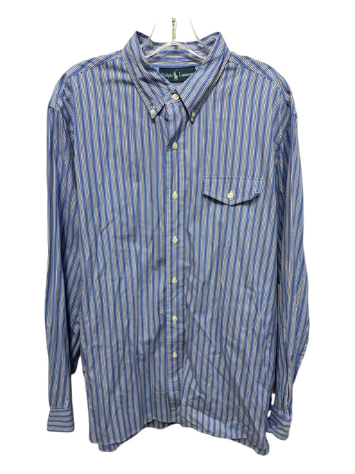 Ralph Lauren Size Est L Blue & White Cotton Striped Button up Long Sleeve Shirt Blue & White / Est L