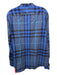 Burberry Size Est L Navy & Blue Cotton Novacheck Button Up Long Sleeve Shirt Navy & Blue / Est L