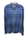 Burberry Size Est L Navy & Blue Cotton Novacheck Button Up Long Sleeve Shirt Navy & Blue / Est L