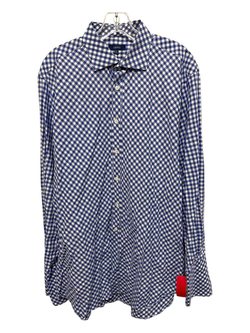 Gieves & Hawkes Size 16.5 Blue & White Cotton Gingham Men's Long Sleeve Shirt Blue & White / 16.5