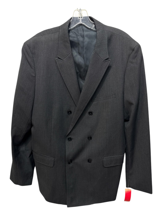 Theory Dark Gray Wool Blend Solid Double Breasted Men's Blazer Dark Gray / 44
