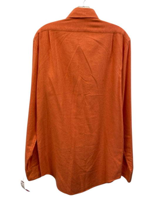 Sid Mashburn Size M Orange Cotton Blend Solid Button Up Men's Long Sleeve Shirt Orange / M