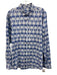 No Brand Size Est L Blue & White Cotton Floral Button Up Men's Long Sleeve Shirt Blue & White / Est L