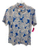 Tori Richard Size Est M Blue & White Cotton Blend Floral Seersucker Short Sleeve Blue & White / Est M